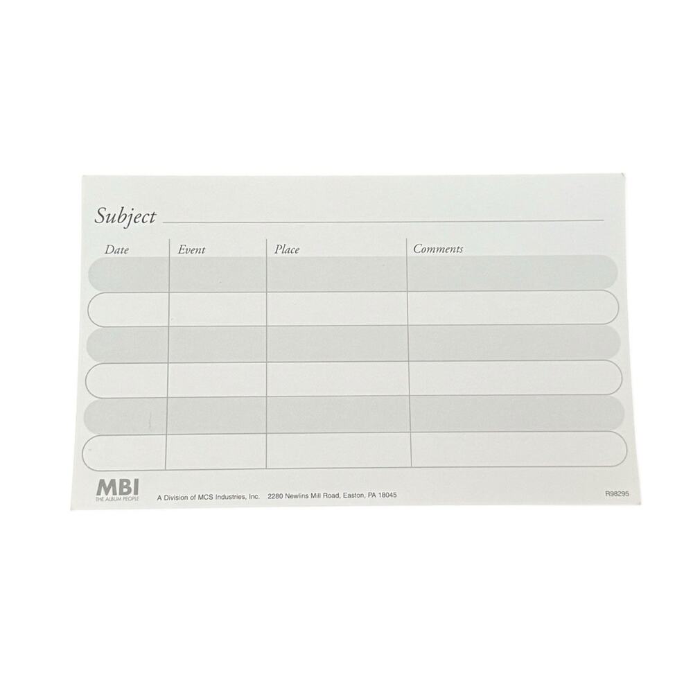 MBI Photo Album Organizer Cards (6)‎ Archival Insert Date Event Place Car Pics
